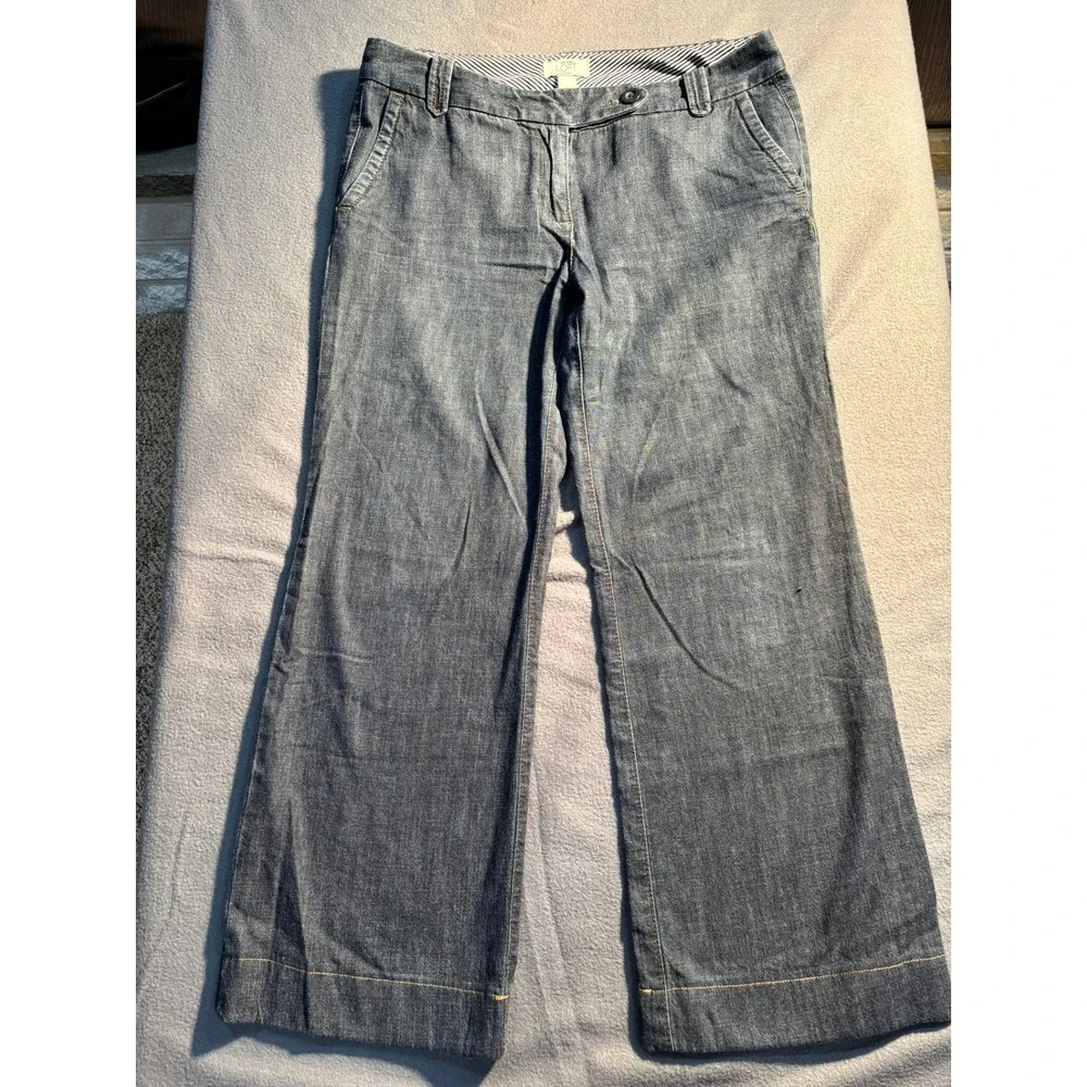 Ann Taylor Loft Trouser Style Jeans Pants Women's 8P Blue Wide Leg Mid Rise